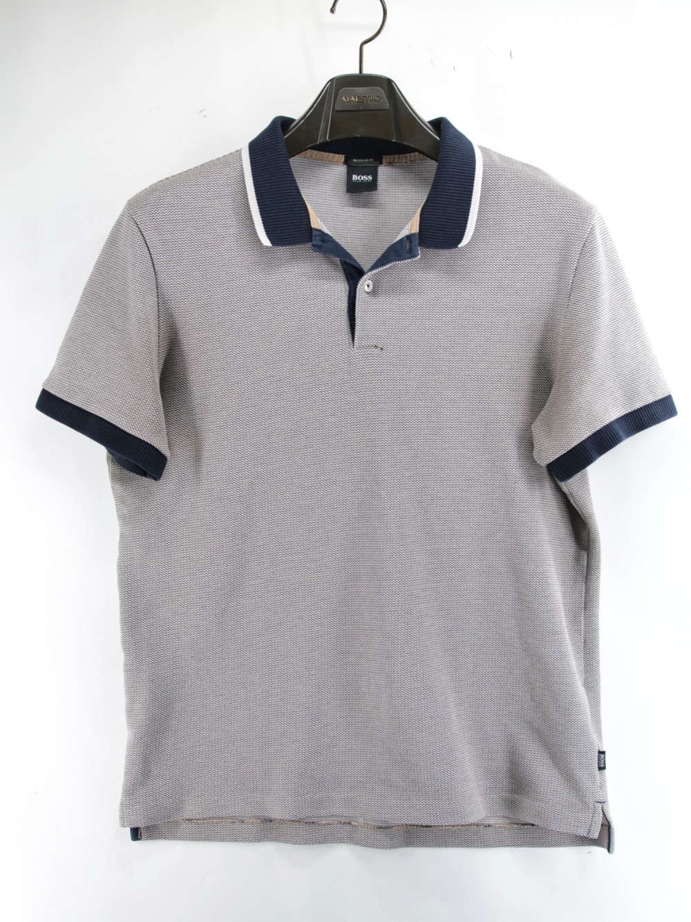 Hugo Boss Polo Shirt Men’s Large Gray Reg Fit Cotton Preppy Knit Golf